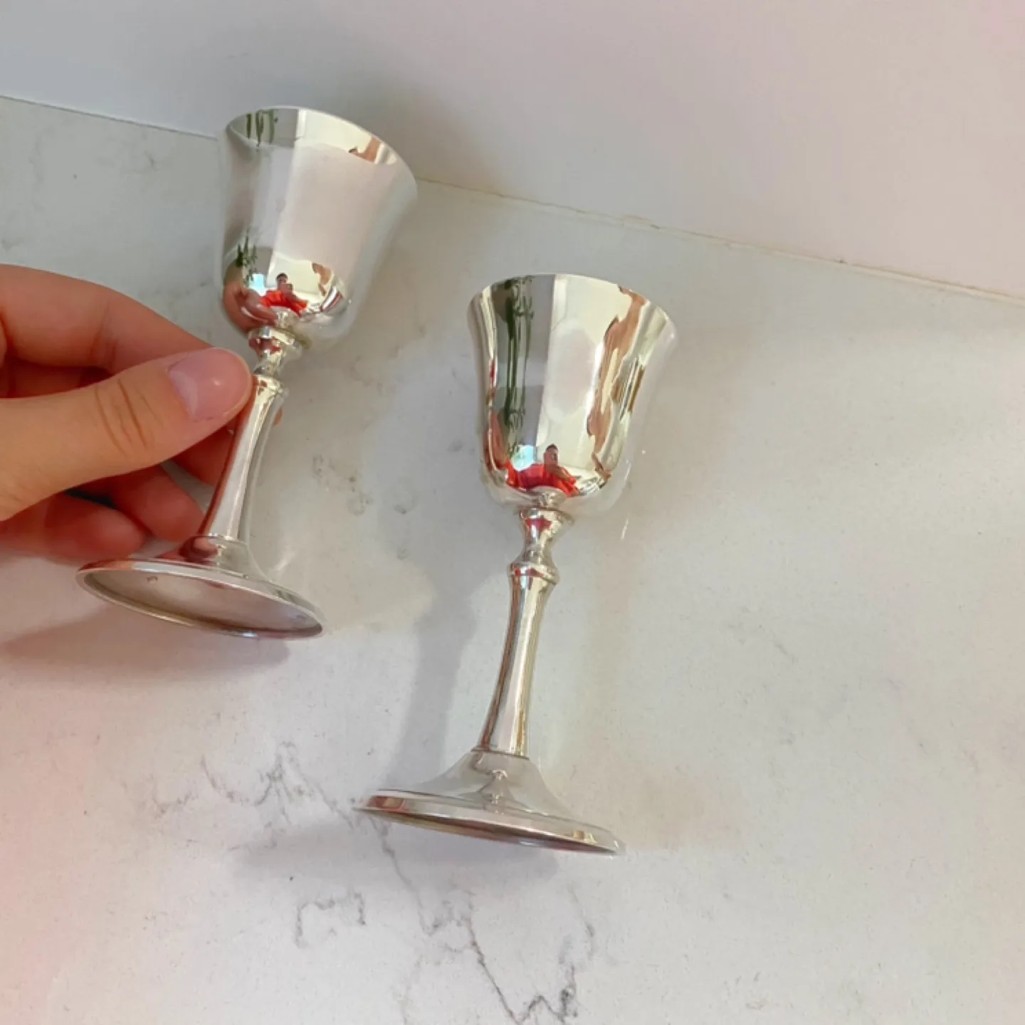 Silver mini Wine Goblets - Set of 2 image indicator(4)