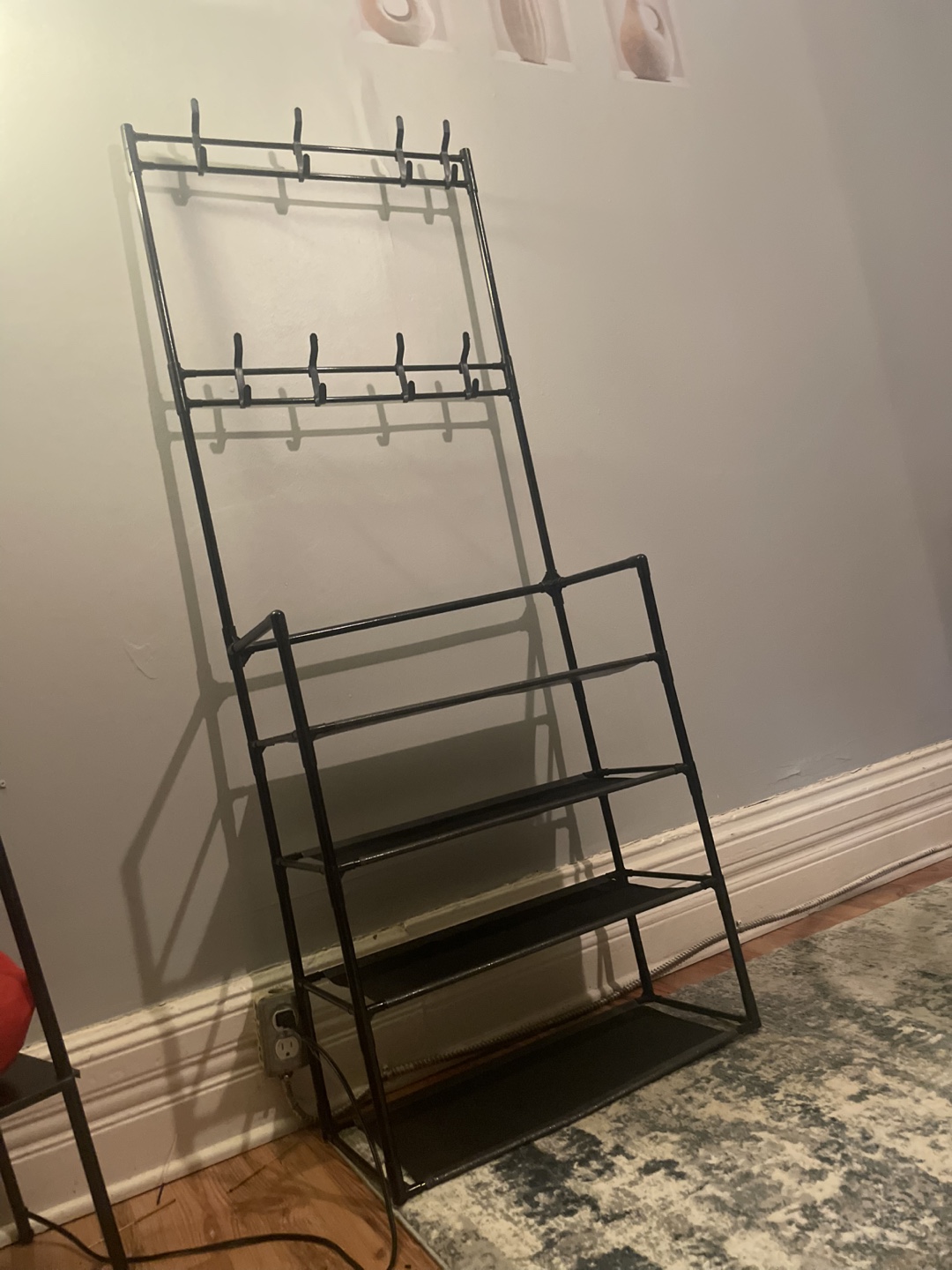 Black Metal Hall Tree with Shoe Rack - photo 4