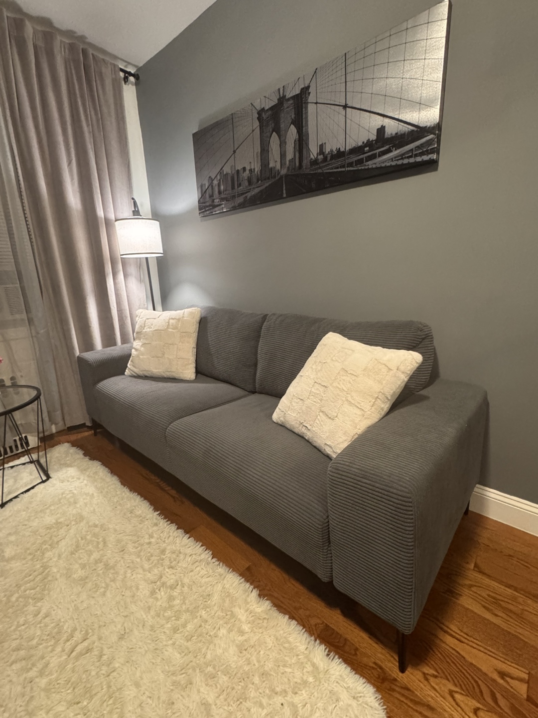Gray Corduroy Sofa Couch