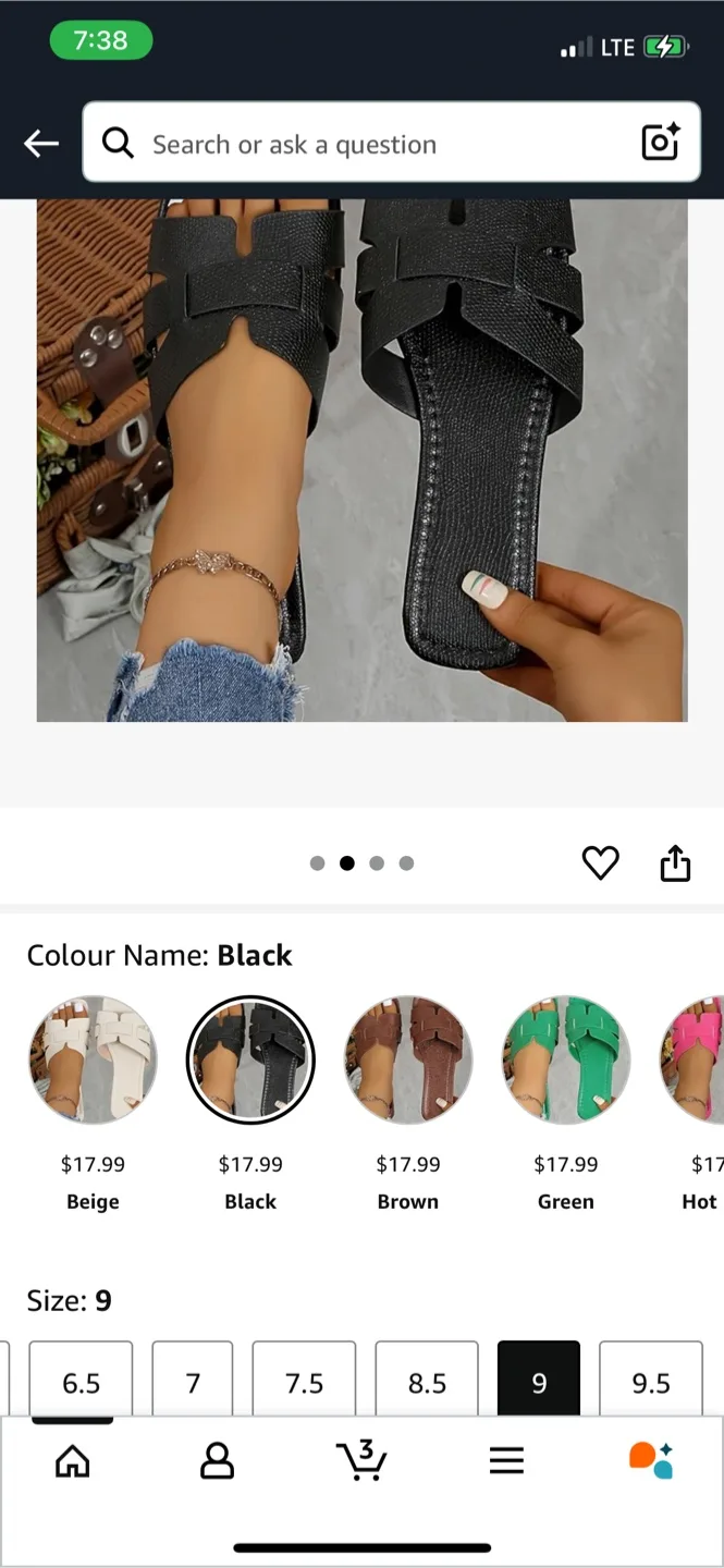 Black Strappy Sandals - Size 9 thumbnail
