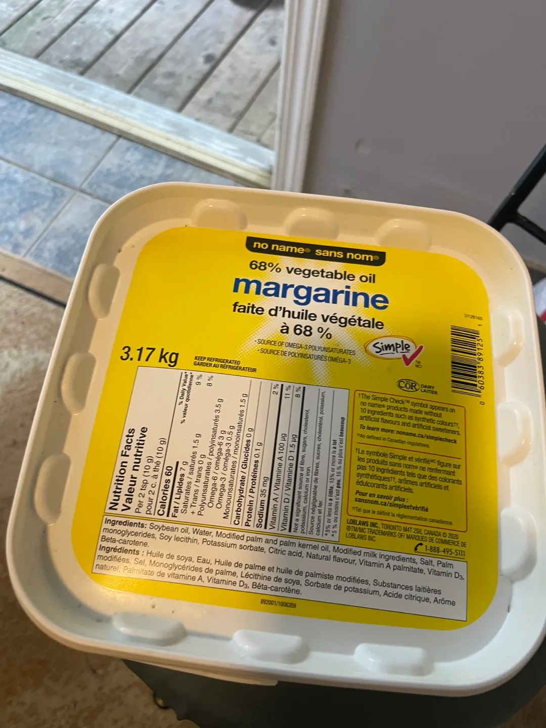 No Name Margarine 68% Vegetable Oil - 3.17 kg thumbnail