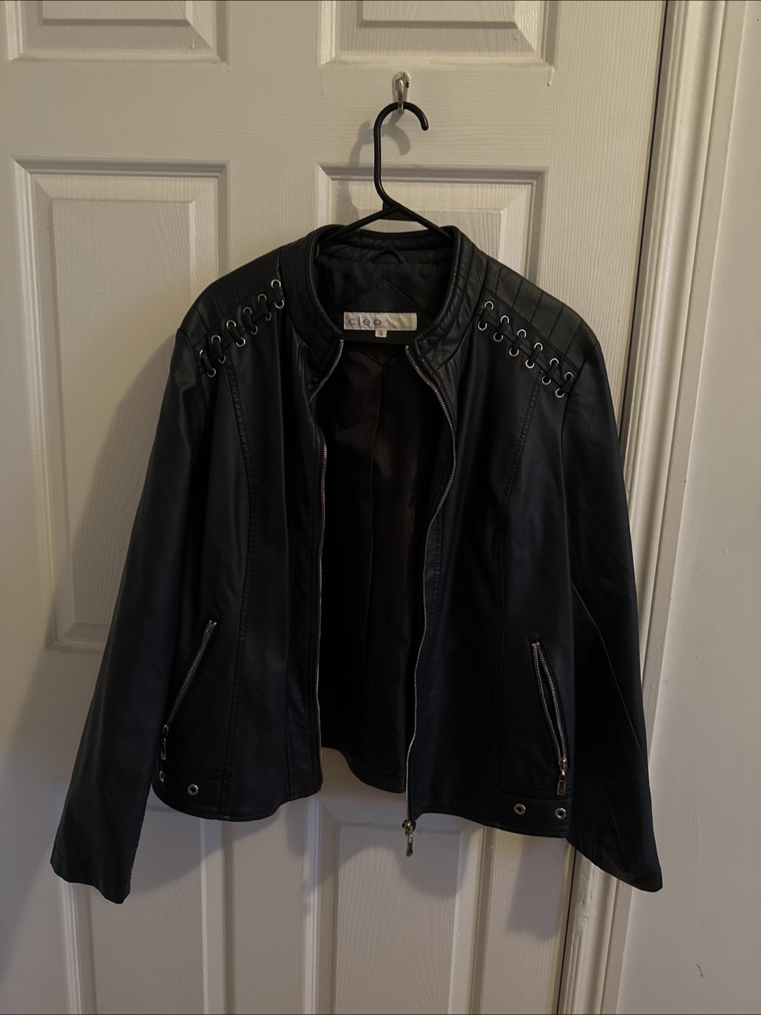 Navy blue pleather jacket from Cleo, size XL
