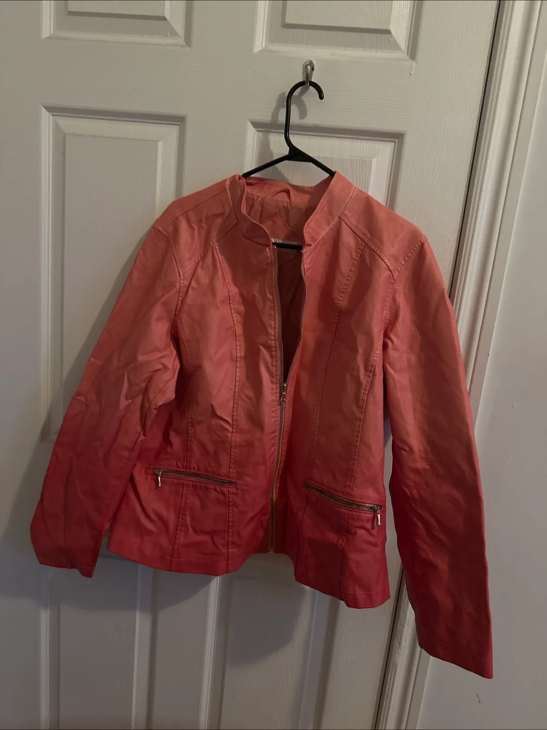 Pink Ombré pleather jacket from cleo, size XL thumbnail