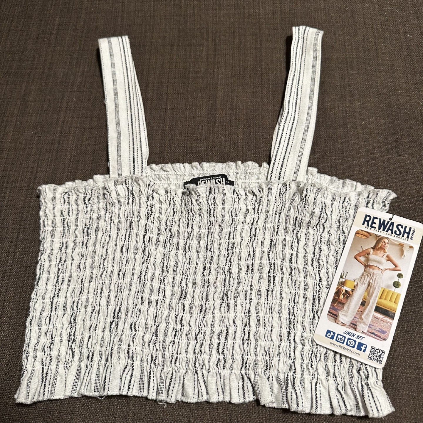 Rewash Linen Blend Crop Top - Size M - photo 2