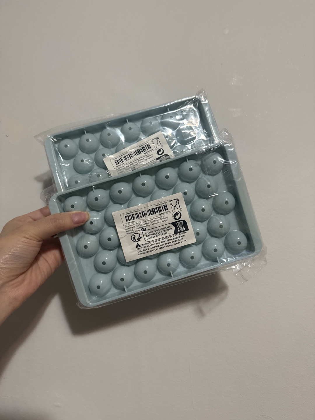 2 Ice Cube small ball trays, Light Blue, New
