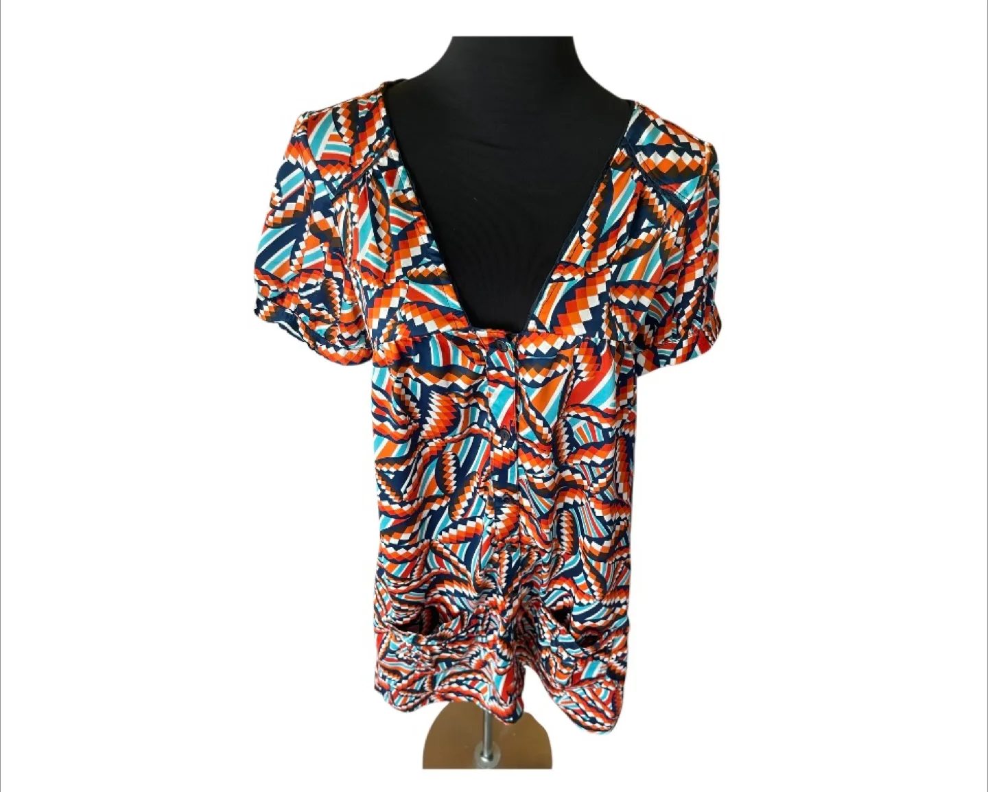 Vintage 2000s Y2K Boho  Colorful Shirt Dress Geometric image indicator(2)