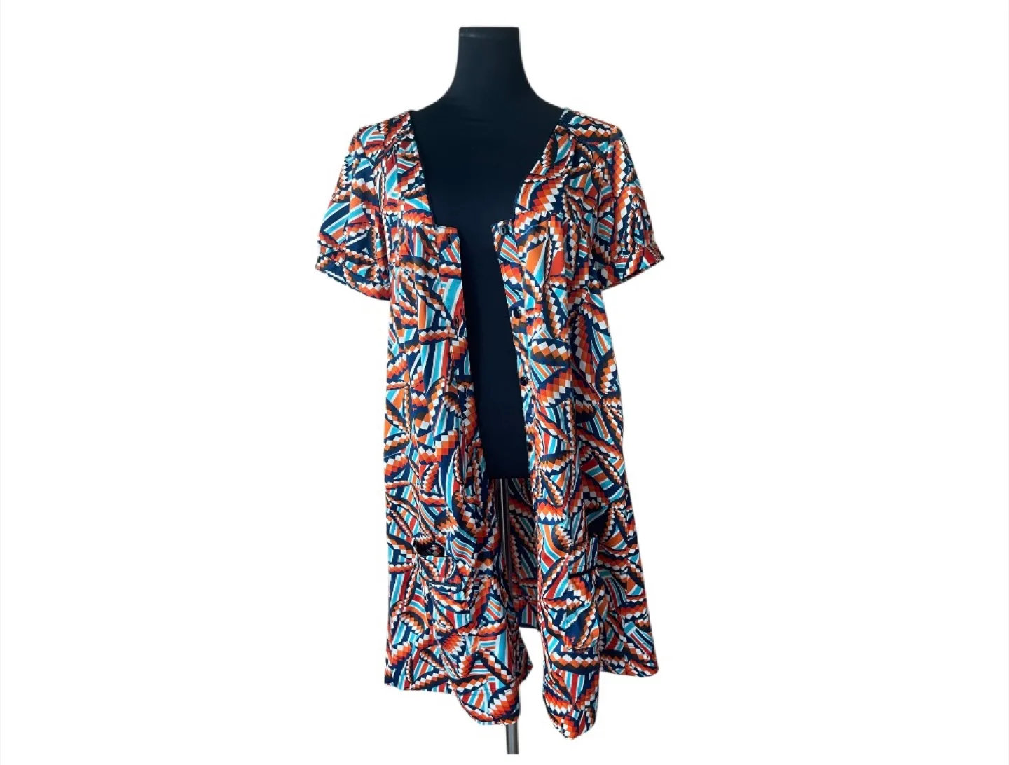 Vintage 2000s Y2K Boho  Colorful Shirt Dress Geometric image indicator(7)