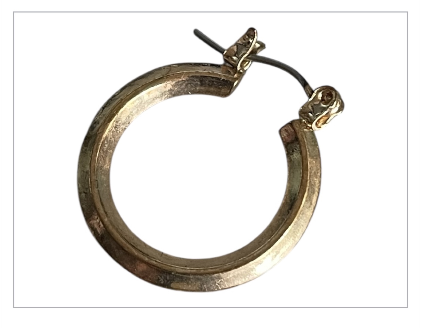 Vintage 90s Antique Gold Plating Small Hoop Earrings - photo 2