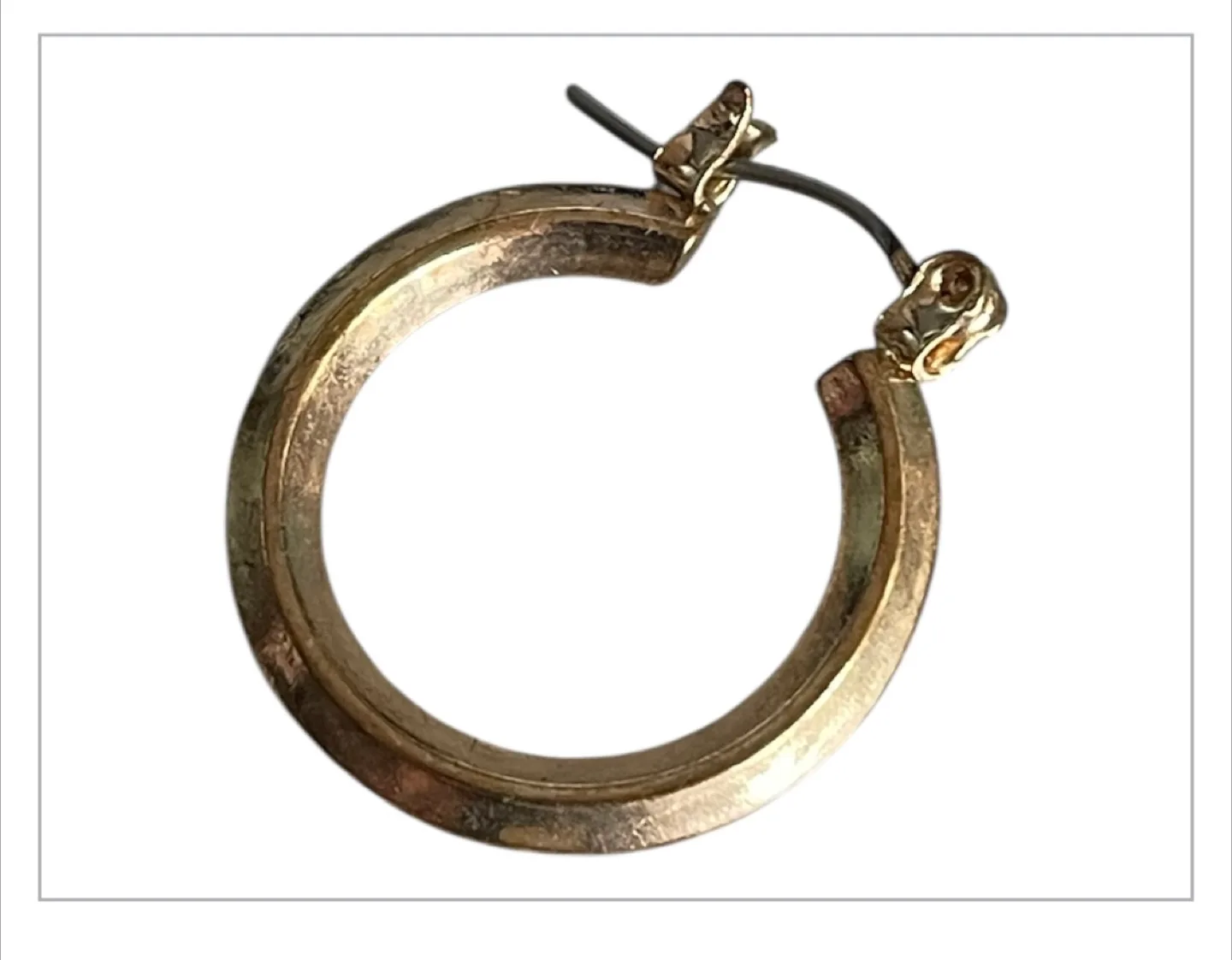 Vintage 90s Antique Gold Plating Small Hoop Earrings image indicator(2)