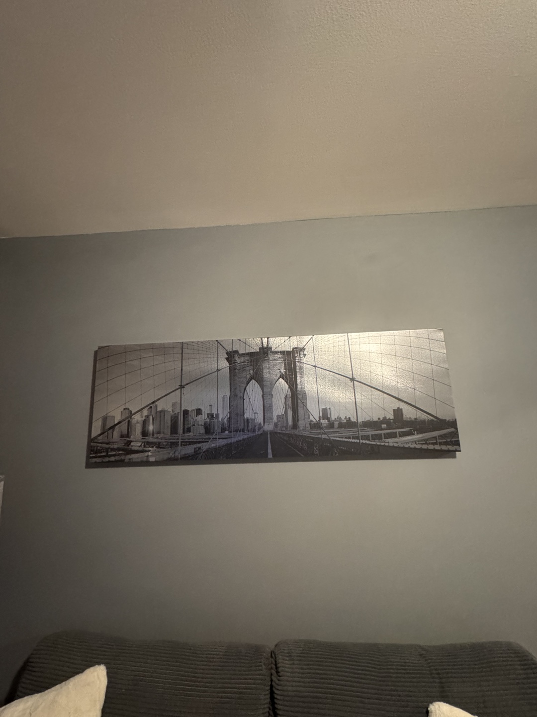 Modern Black & White Cityscape Canvas – Brooklyn Bridge
