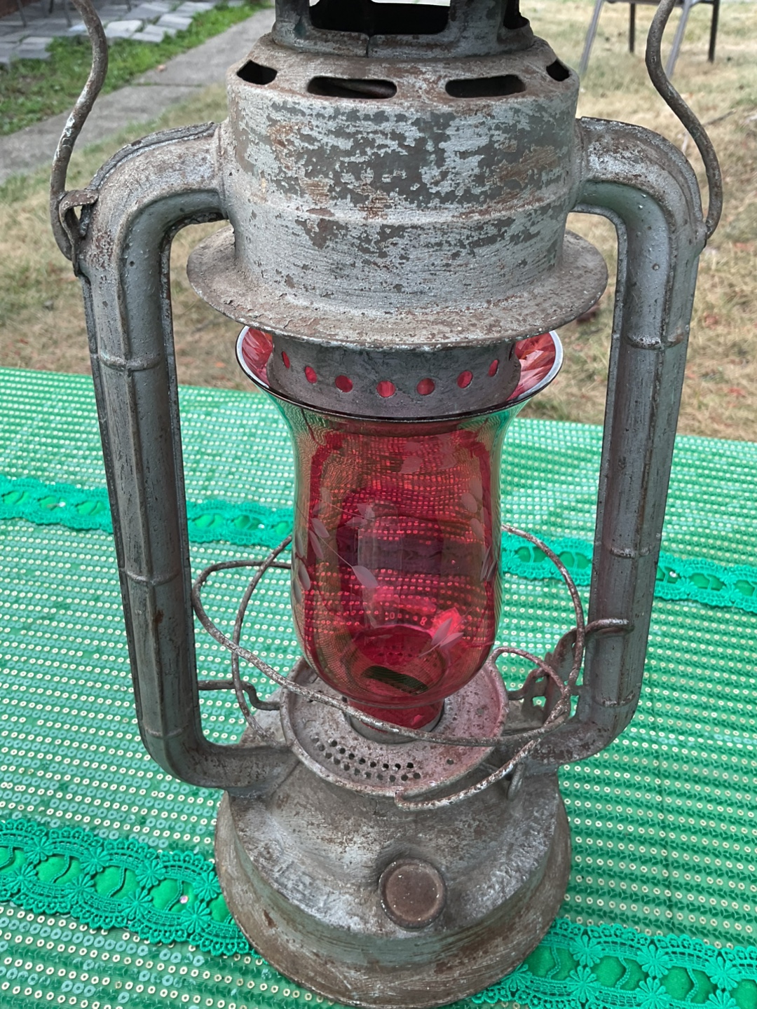 Vintage Red Glass Globe Railroad Lantern - photo 5