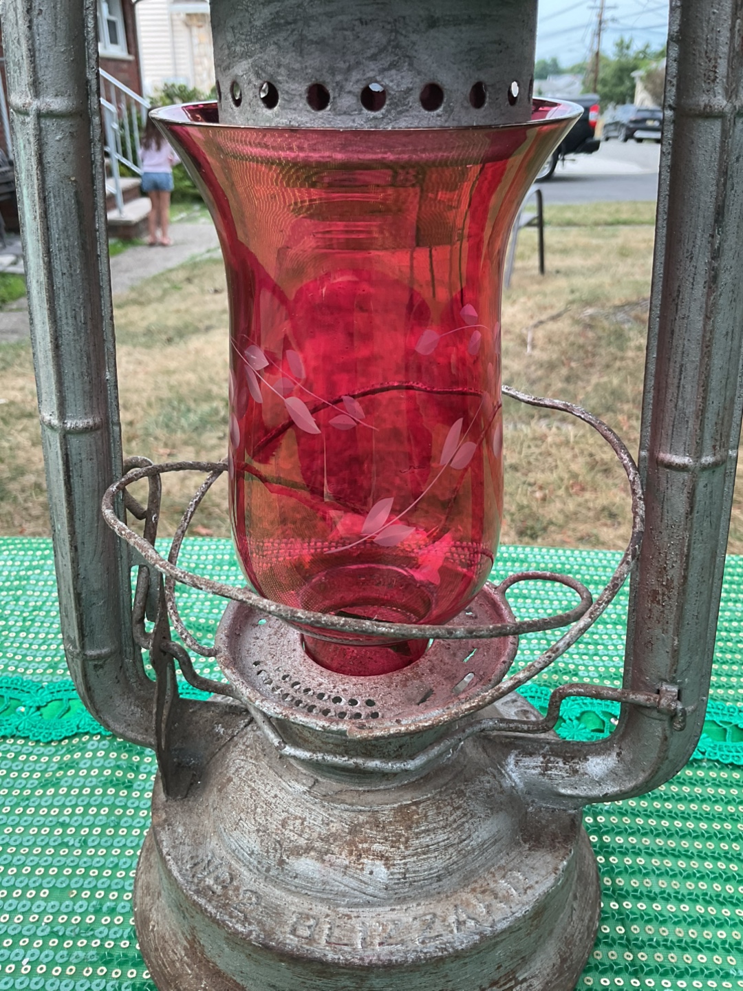 Vintage Red Glass Globe Railroad Lantern - photo 4