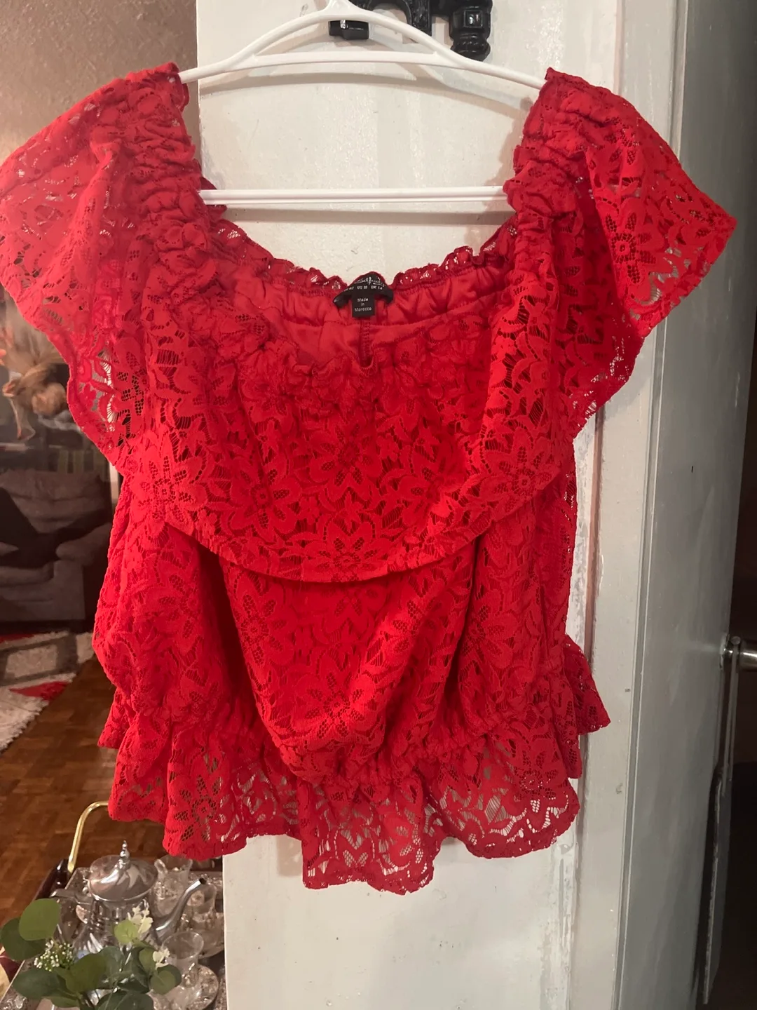 Torrid Red Lace Off-Shoulder Top - Size 14 thumbnail