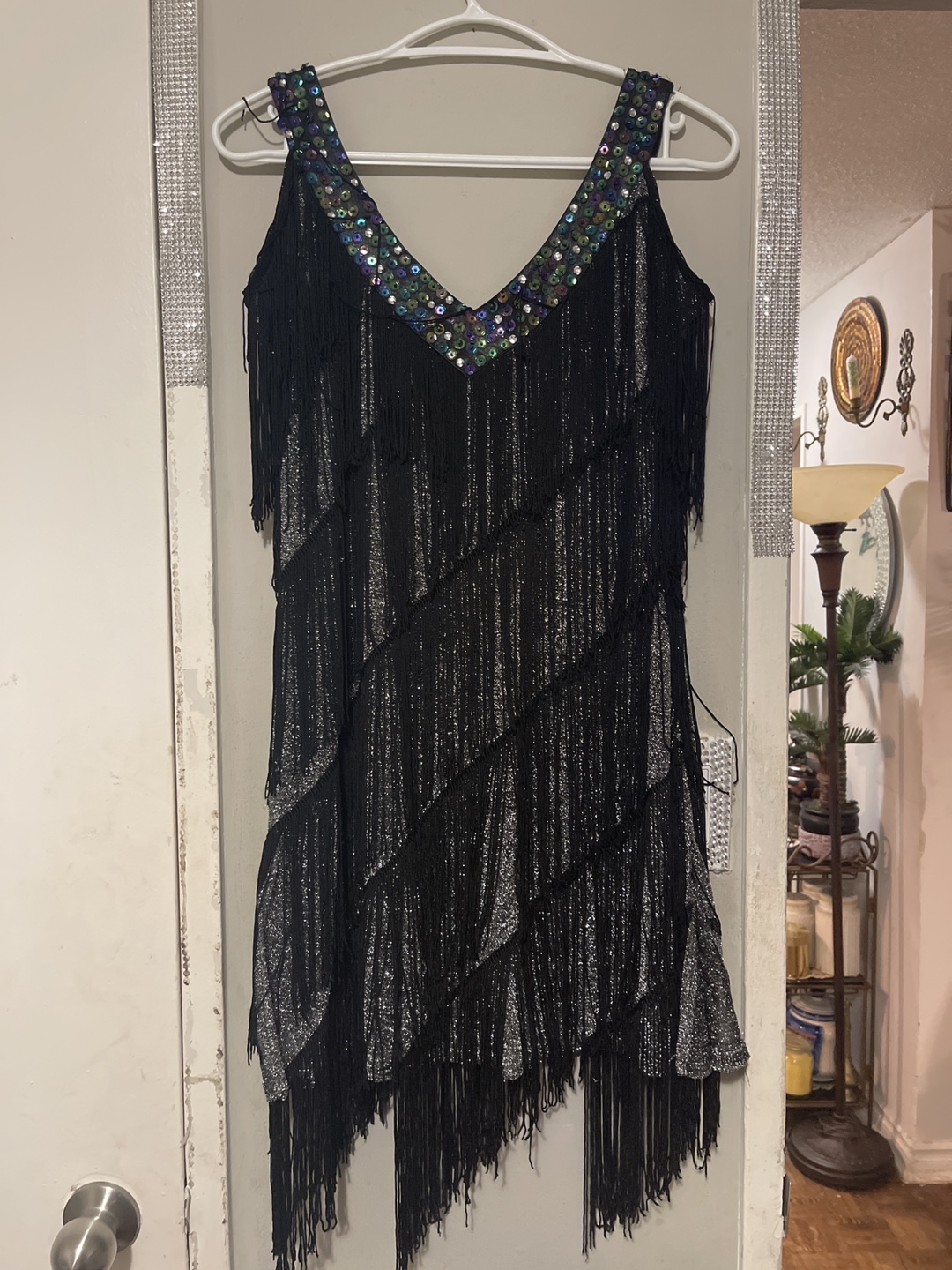 Black Flapper Dress with Fringe