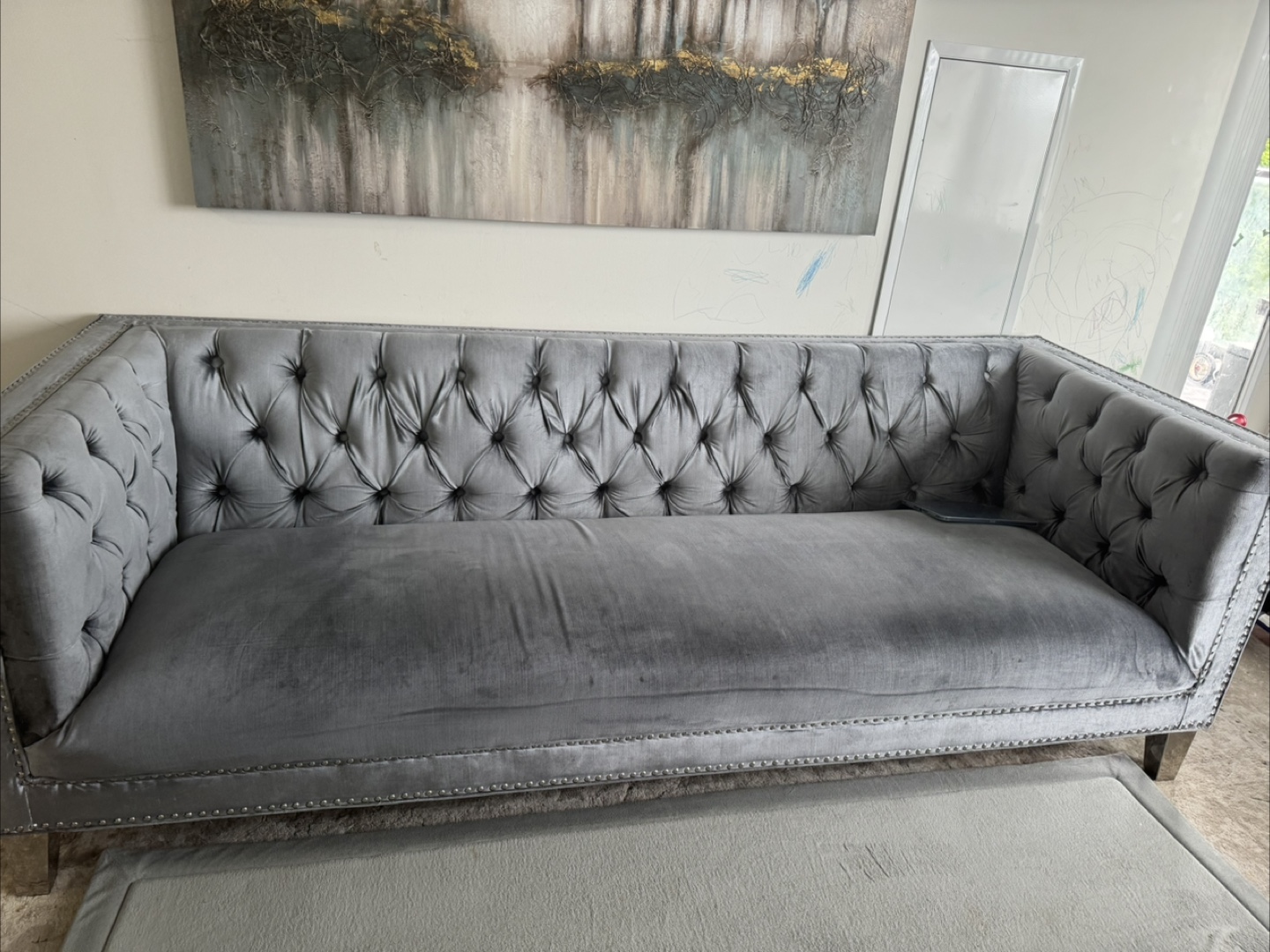 Grey Tufted Sofa - photo 2