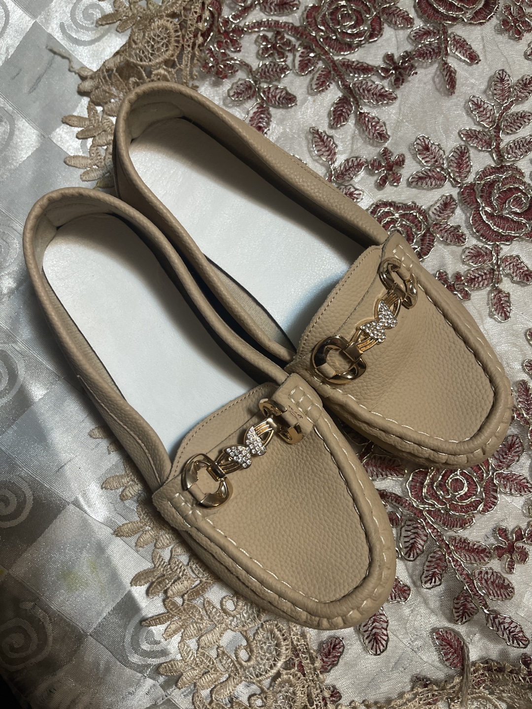 Beige Leather Loafers