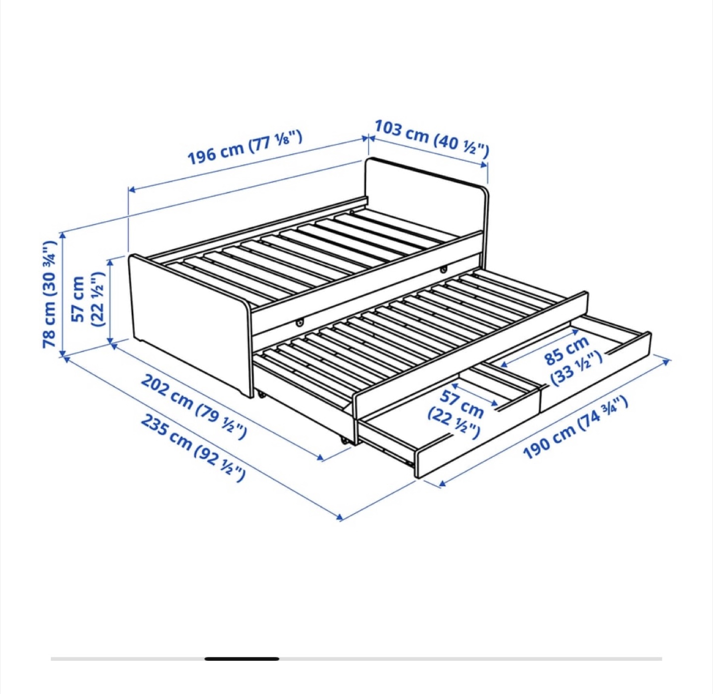 IKEA SLAKT Bed Frame, pull out bed + storage - White - photo 2
