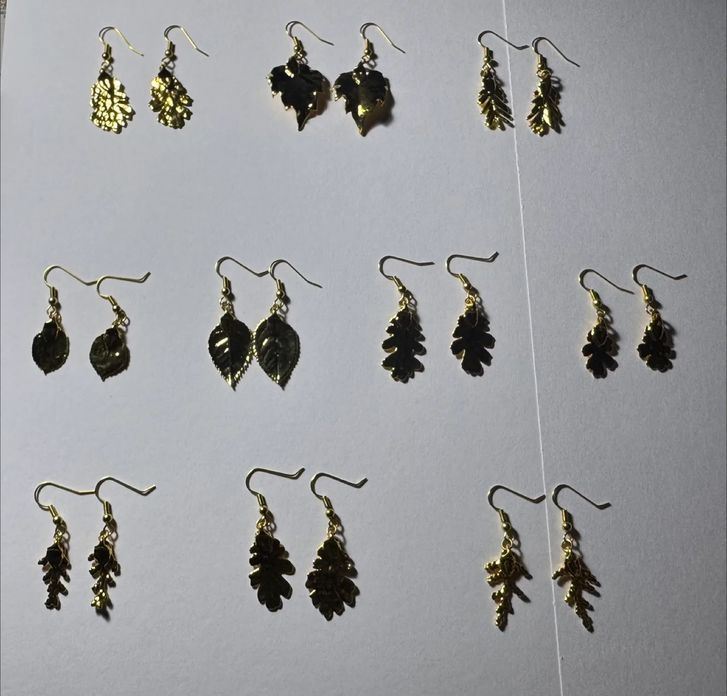 Gold Plated Leaf Dangle Earrings thumbnail