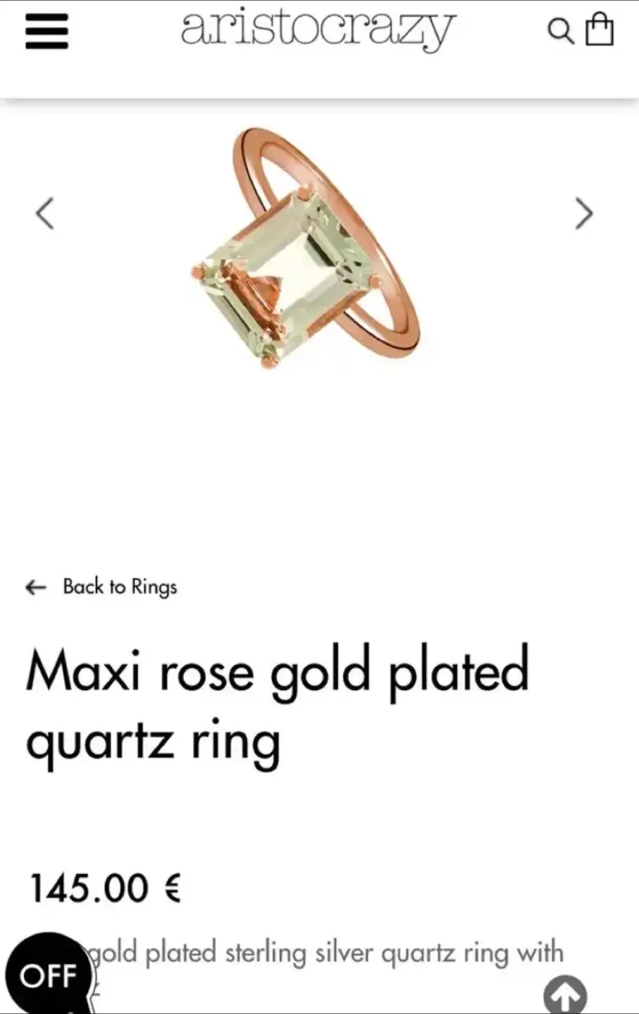 Aristocrazy Maxi Rose Gold Plated Quartz Ring thumbnail