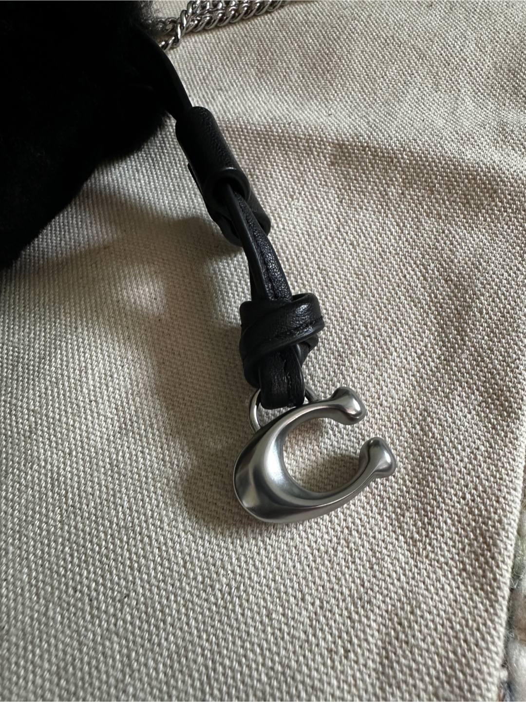 Coach Shearling Drawstring Pouch Silver Chain - photo 5