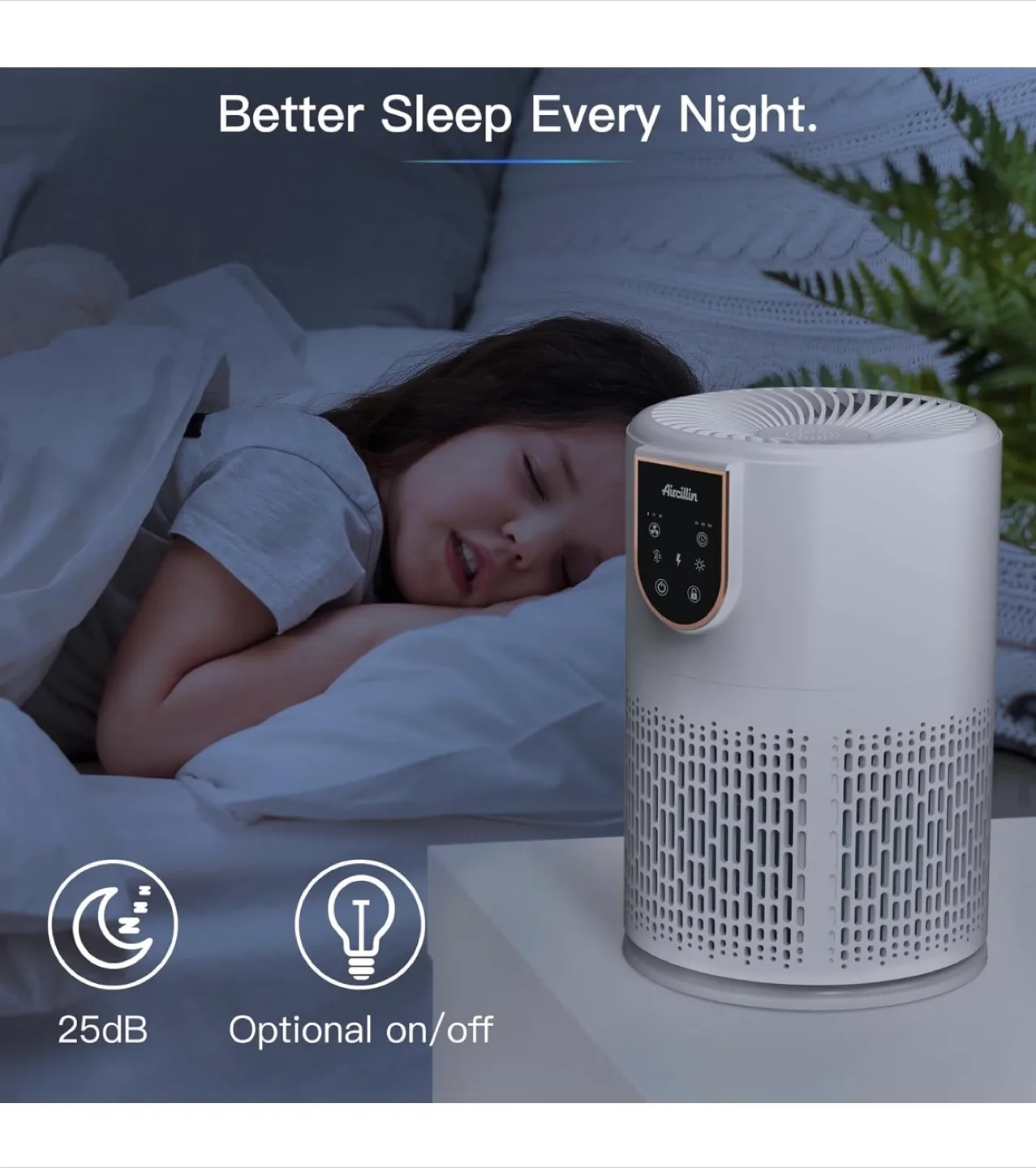 Aircillin Desktop Air Purifier with Aroma Diffuser image indicator(3)