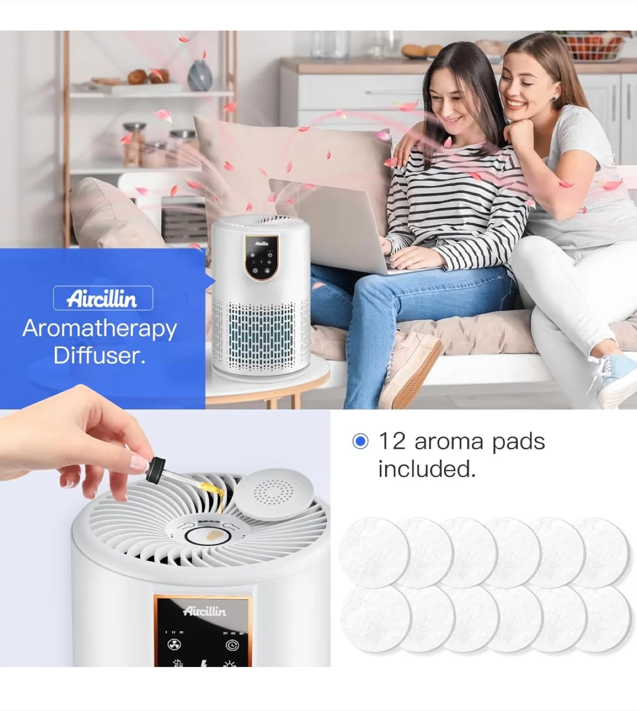 Aircillin Desktop Air Purifier with Aroma Diffuser image indicator(5)