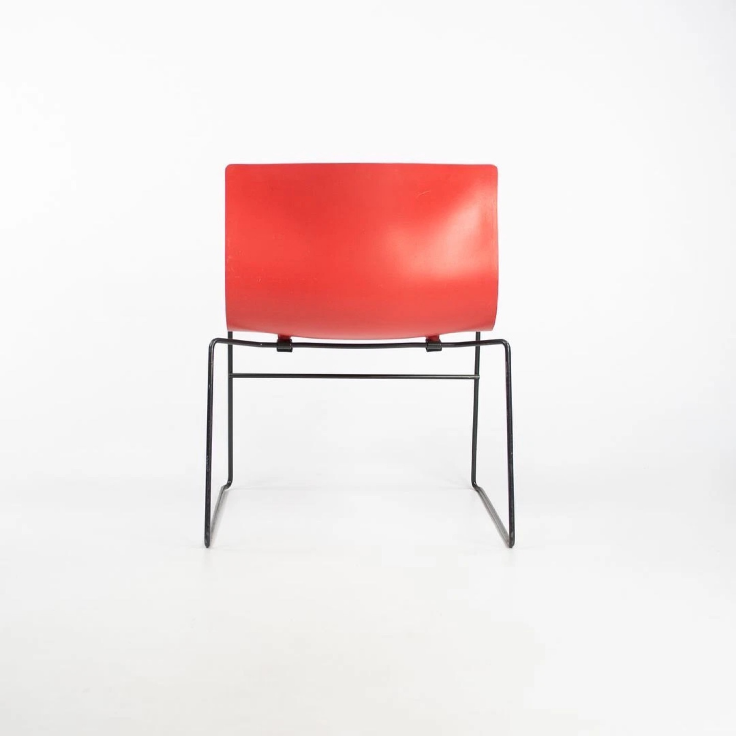 2 Red & 2 White Knoll Vintage Modern Handkerchief Chairs