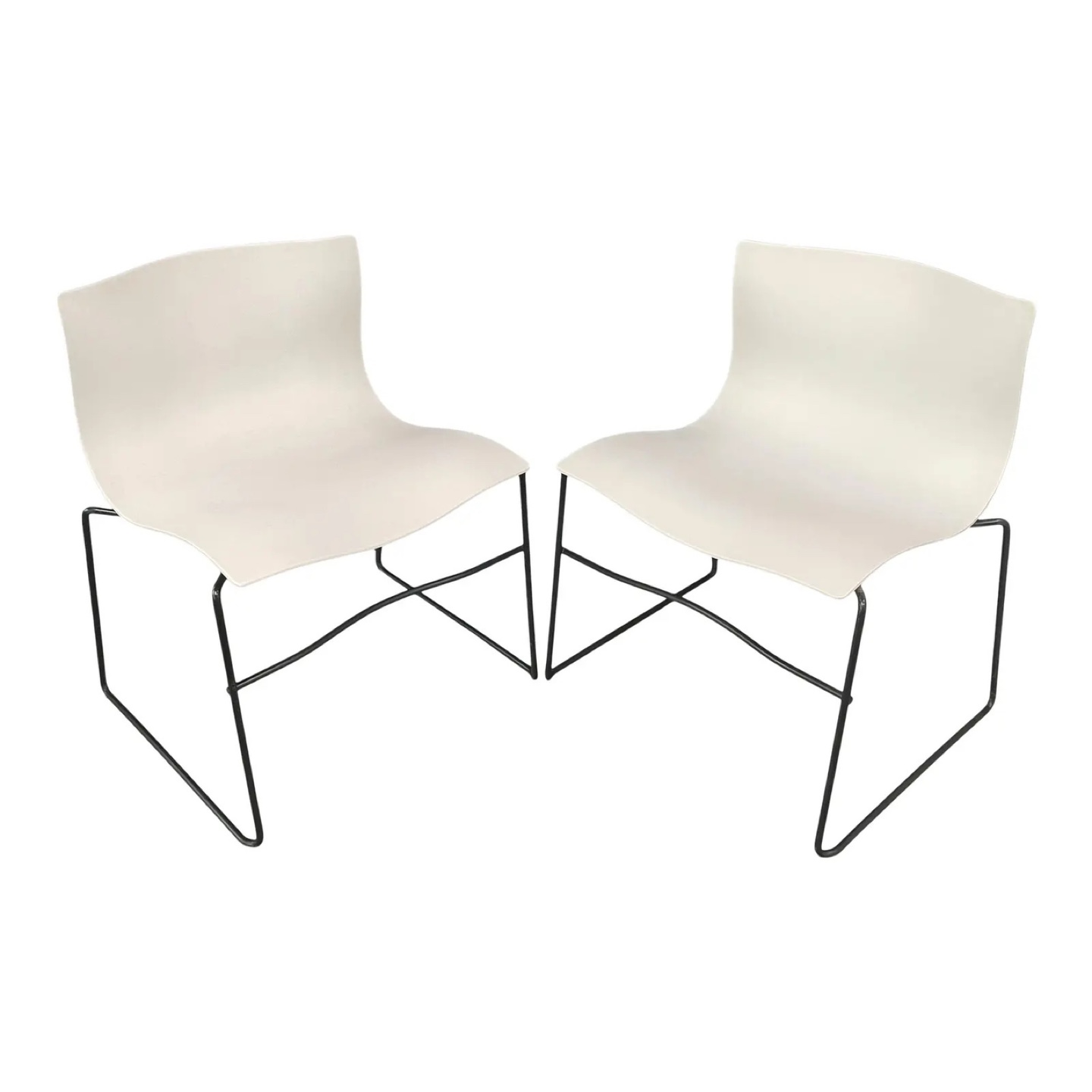 2 Red & 2 White Knoll Vintage Modern Handkerchief Chairs - photo 2