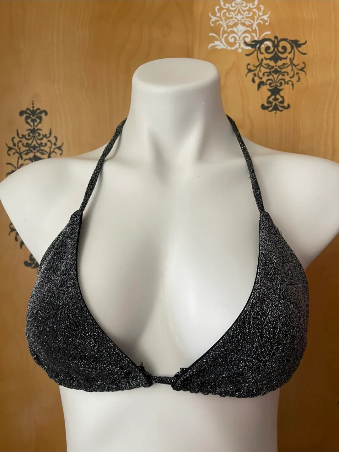 Vintage 2000s Y2K Sparkly Black & Yellow String Bikini Set S/M image indicator(6)