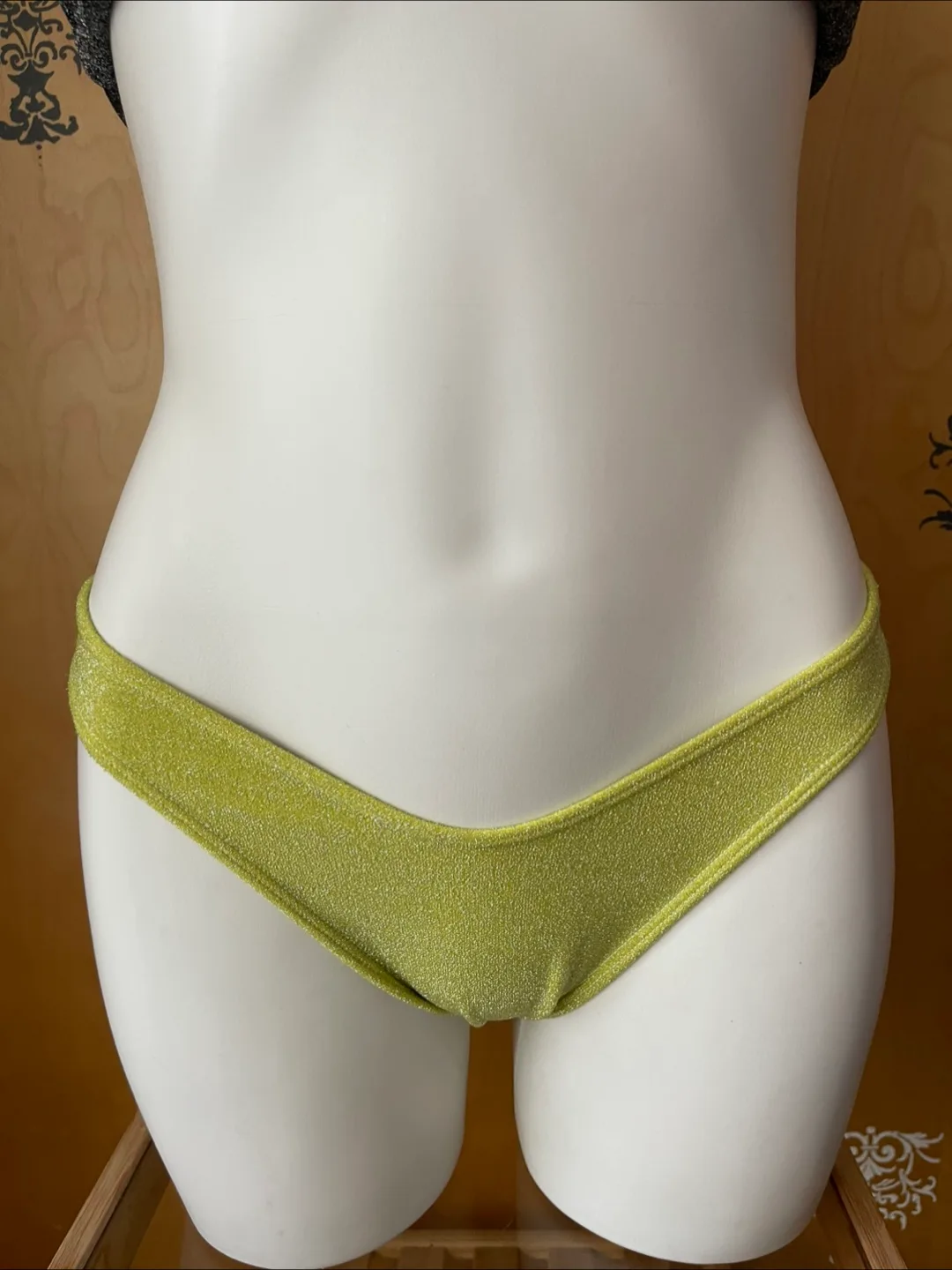 Vintage 2000s Y2K Sparkly Black & Yellow String Bikini Set S/M image indicator(9)