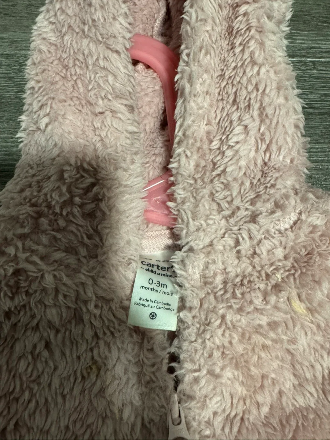 Carter's 0-3M Pink Fuzzy Hoodie thumbnail