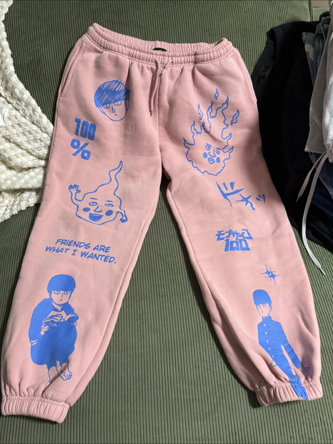 Sora Pink mob psycho Print Sweatpants - Size L