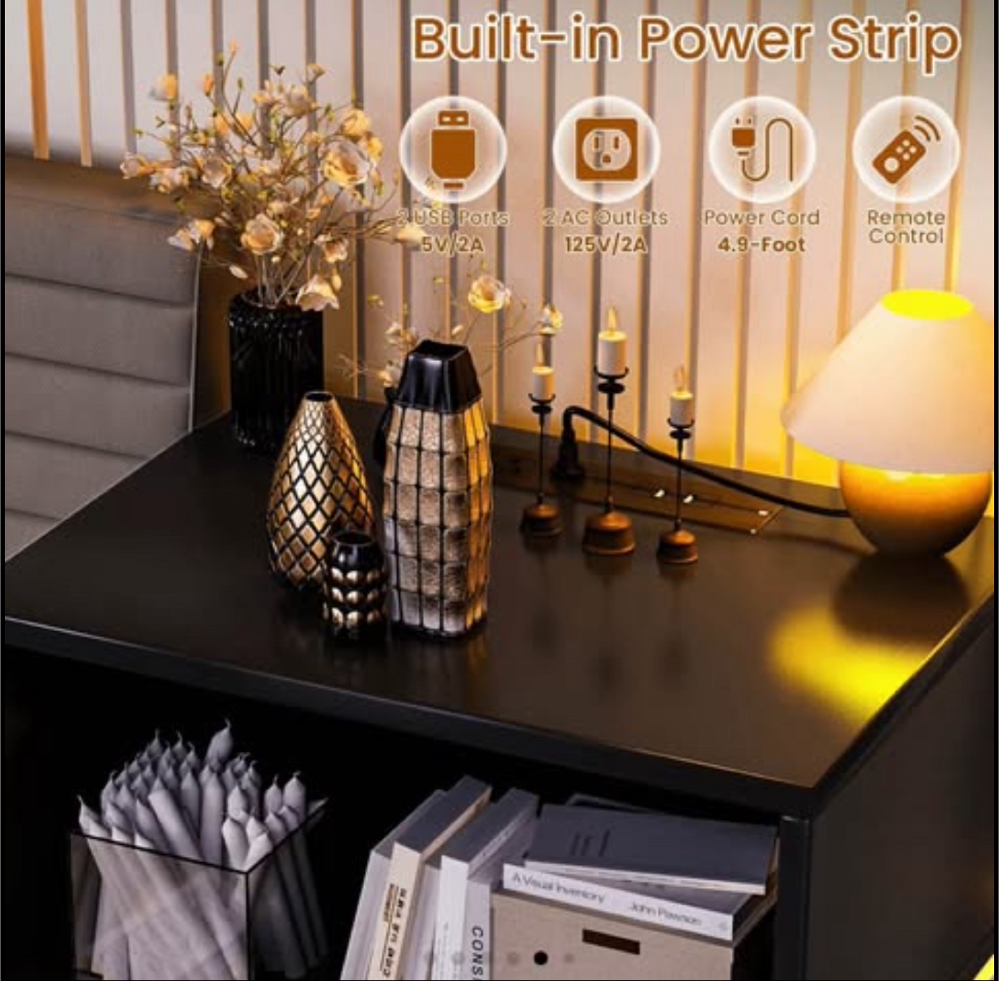 New in box- Night stand with, LED lights, USB charge port - photo 3