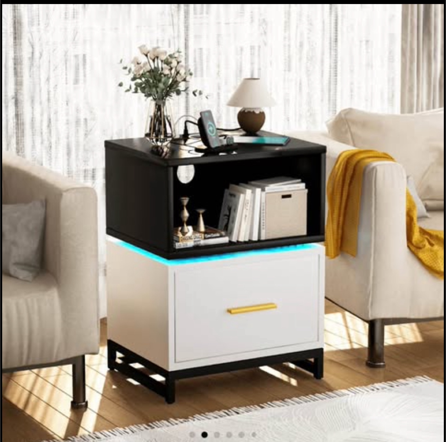 New in box- Night stand with, LED lights, USB charge port - photo 5