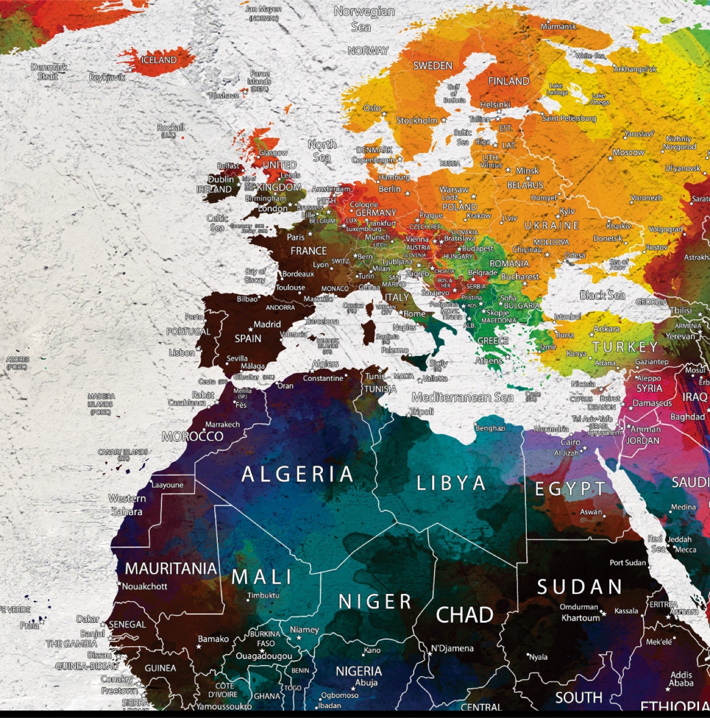 Colorful World Map Canvas Wall Art - 50x24 inch - photo 5