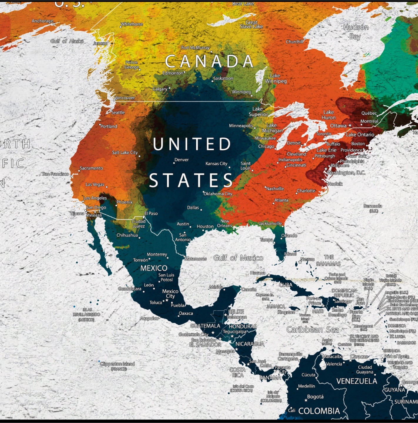Colorful World Map Canvas Wall Art - 50x24 inch - photo 4