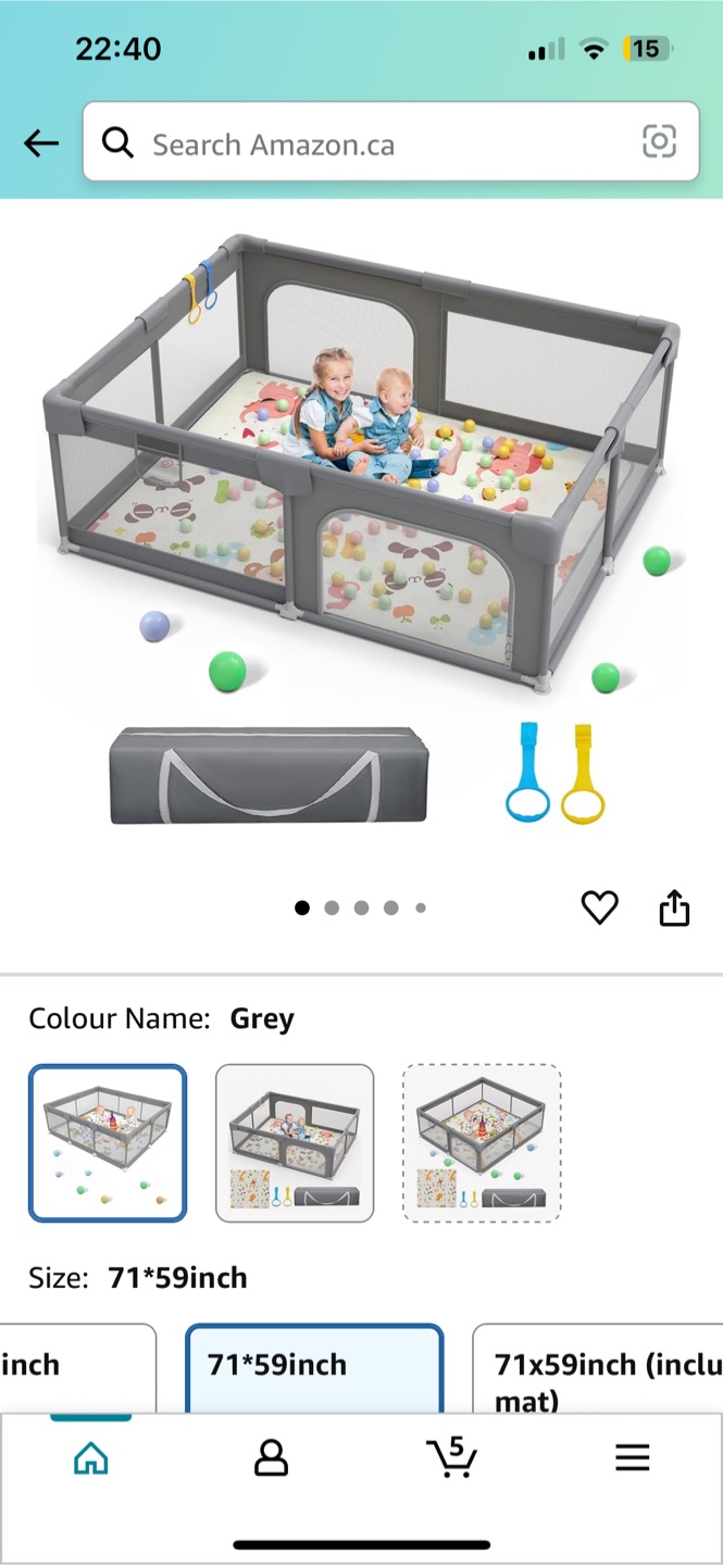 Grey Baby Playpen - 71x59 inch