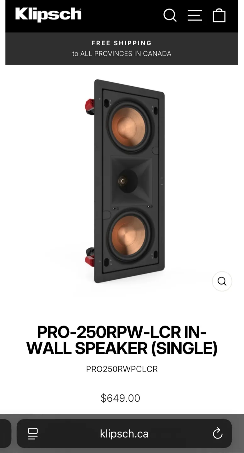 NEW! Klipsch PRO 250-RPW LCR In-Wall LCR Speaker - MSRP $735 thumbnail