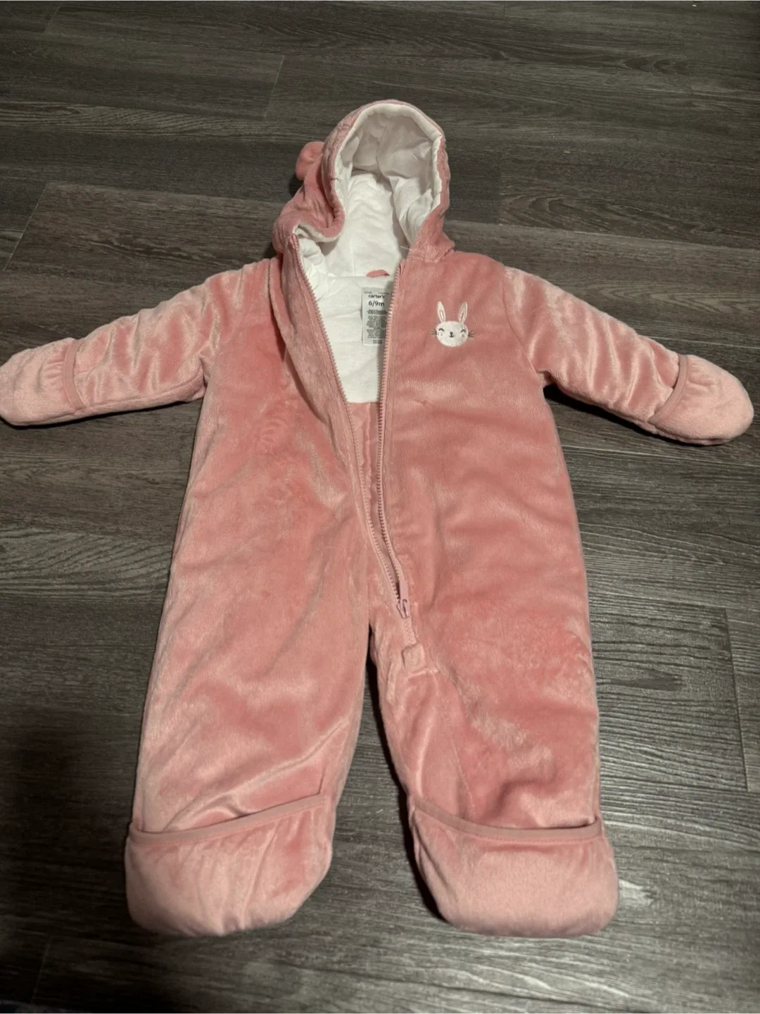 Carter's Pink Bunny Snowsuit 6/9m image indicator(2)