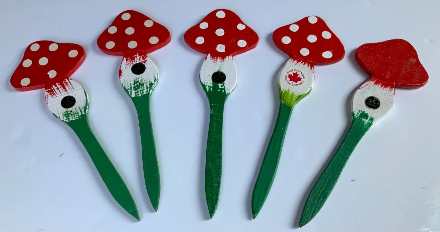 Handmade Wooden Mushroom Garden Stakes thumbnail