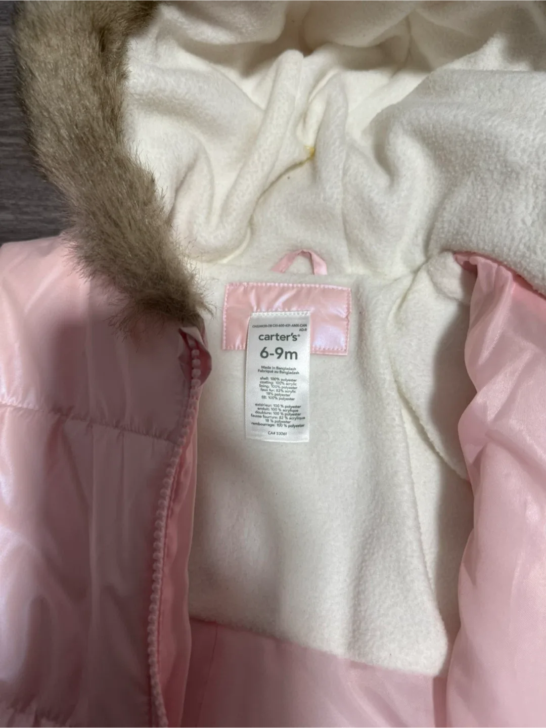 Carter's 6-9M Pink  Snowsuit perfect for full 🥶 winters thumbnail
