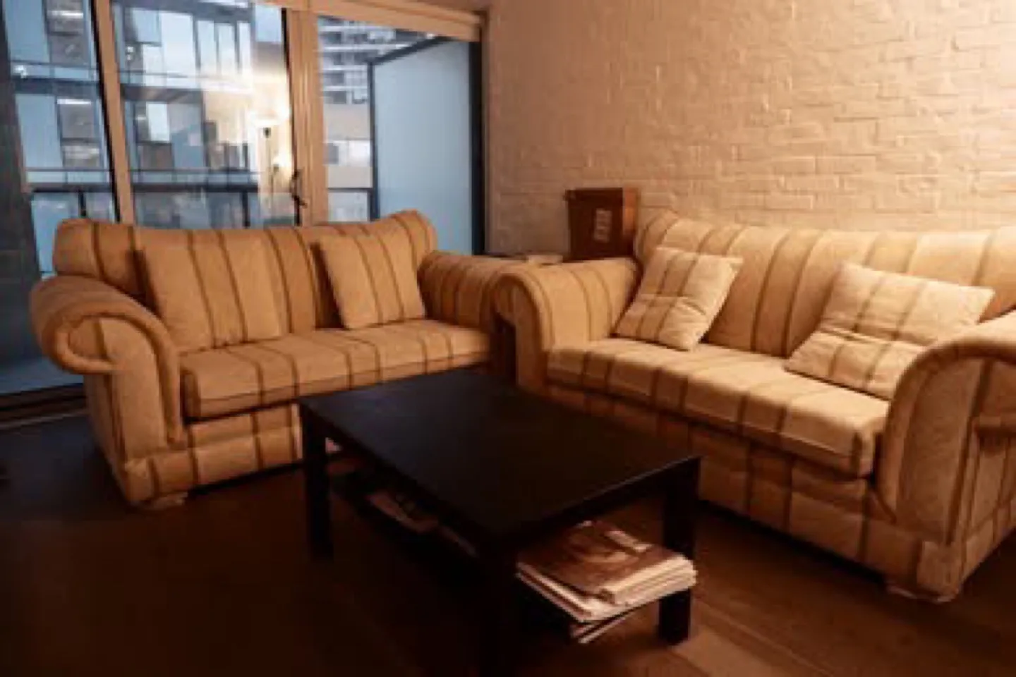 Striped Sofa with Pillows image indicator(3)