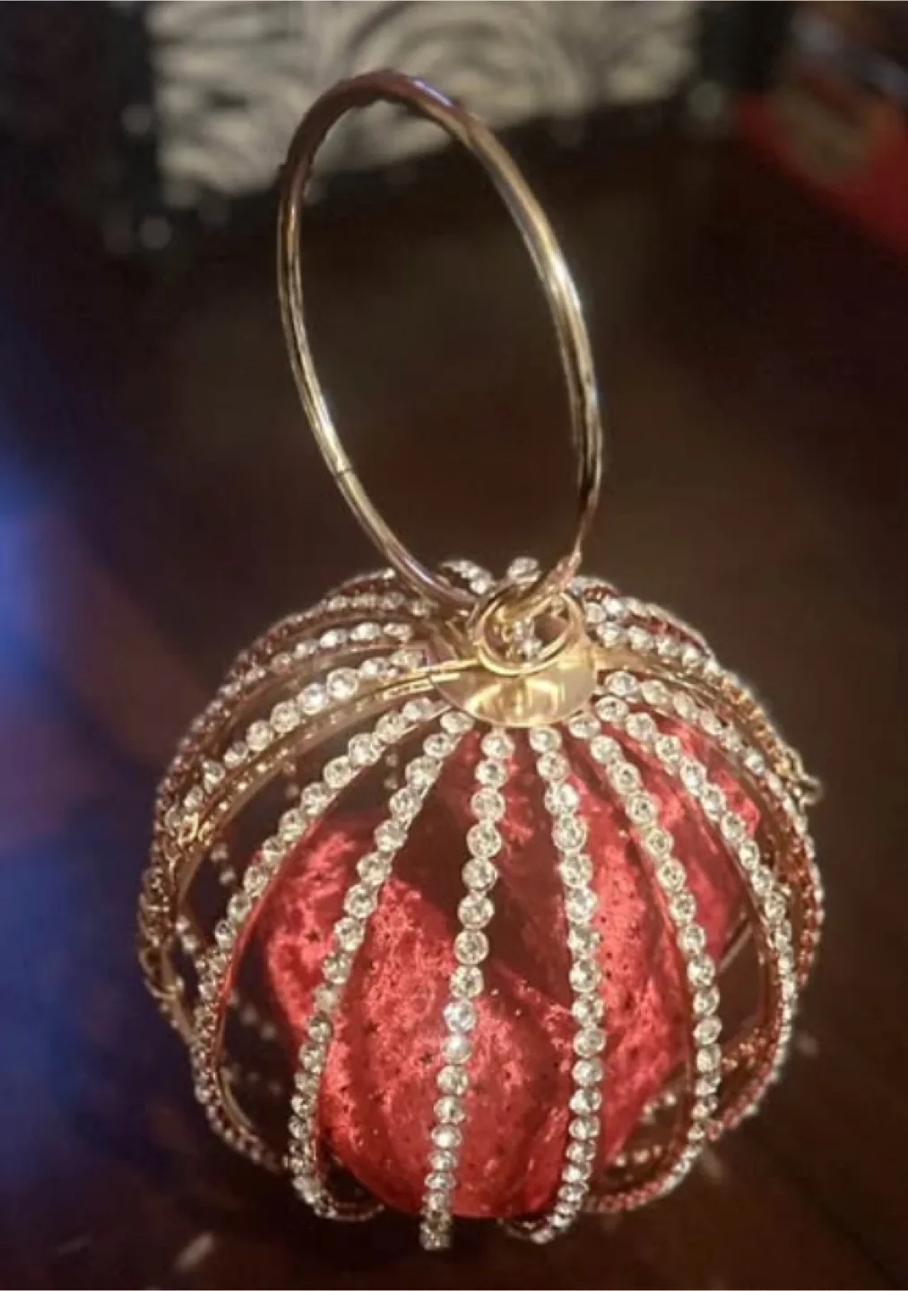 Gold & Rhinestone W/Red Velvet Clutch thumbnail