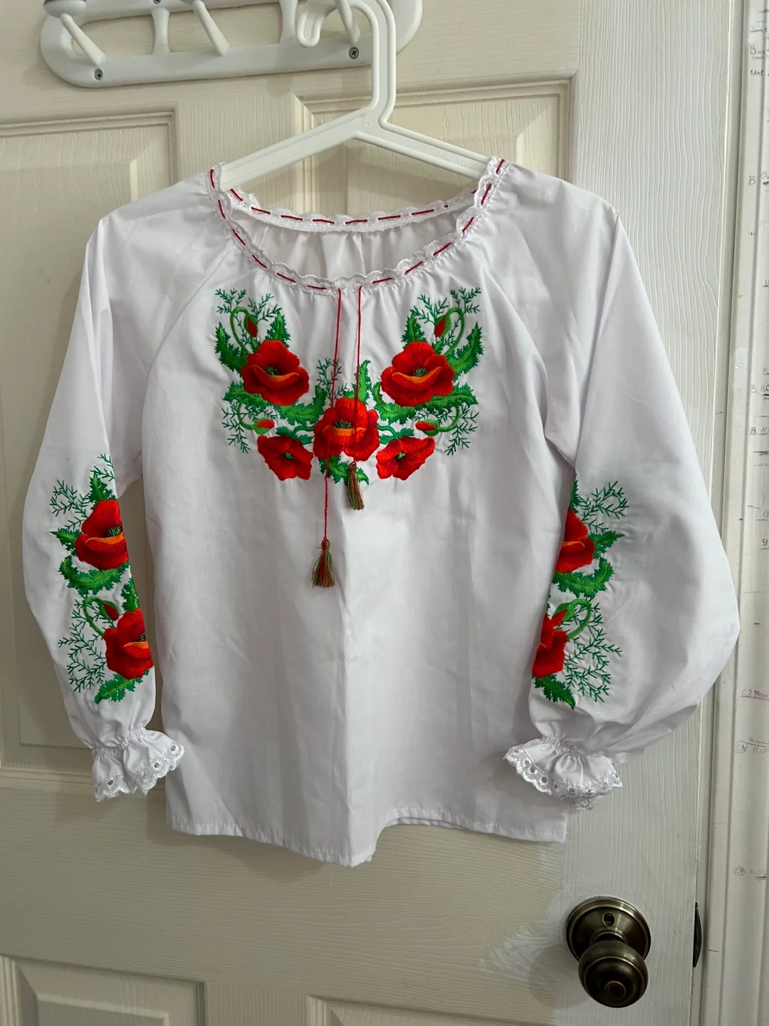 Embroidered White Blouse with Floral Design image indicator(2)
