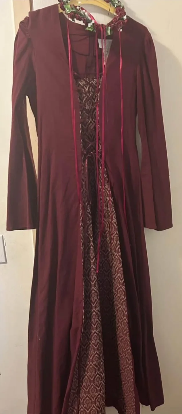 Burgundy Medieval Style Dress thumbnail