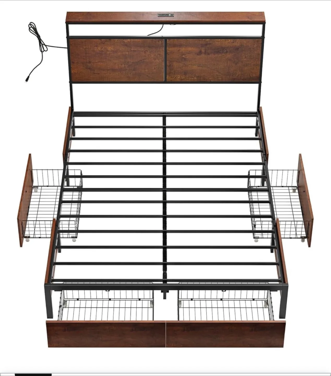 Queen Size Bed Frame with LED & Storage image indicator(3)