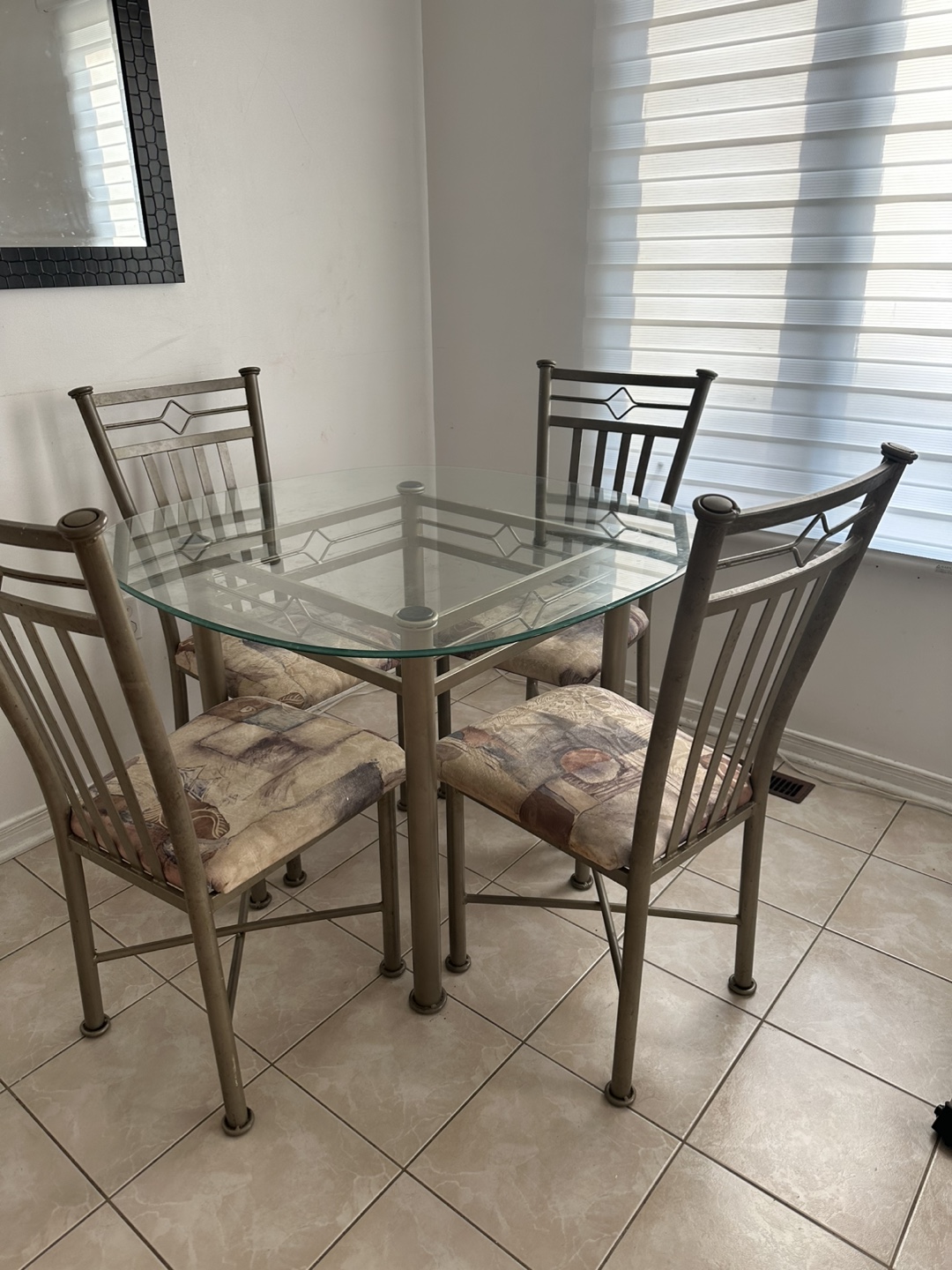 Glass Top Dining Table with 4 Chairs