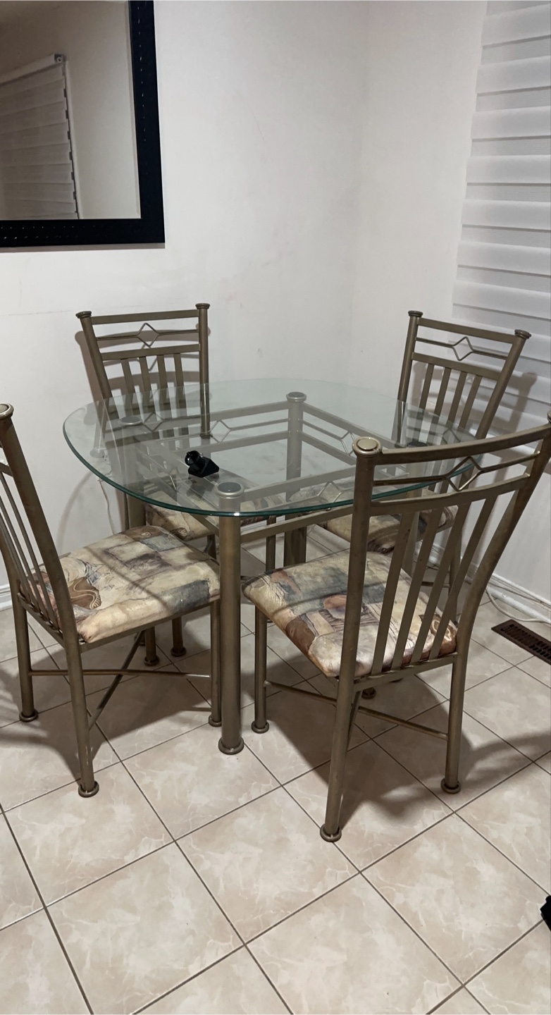 Glass Top Dining Table with 4 Chairs - photo 2
