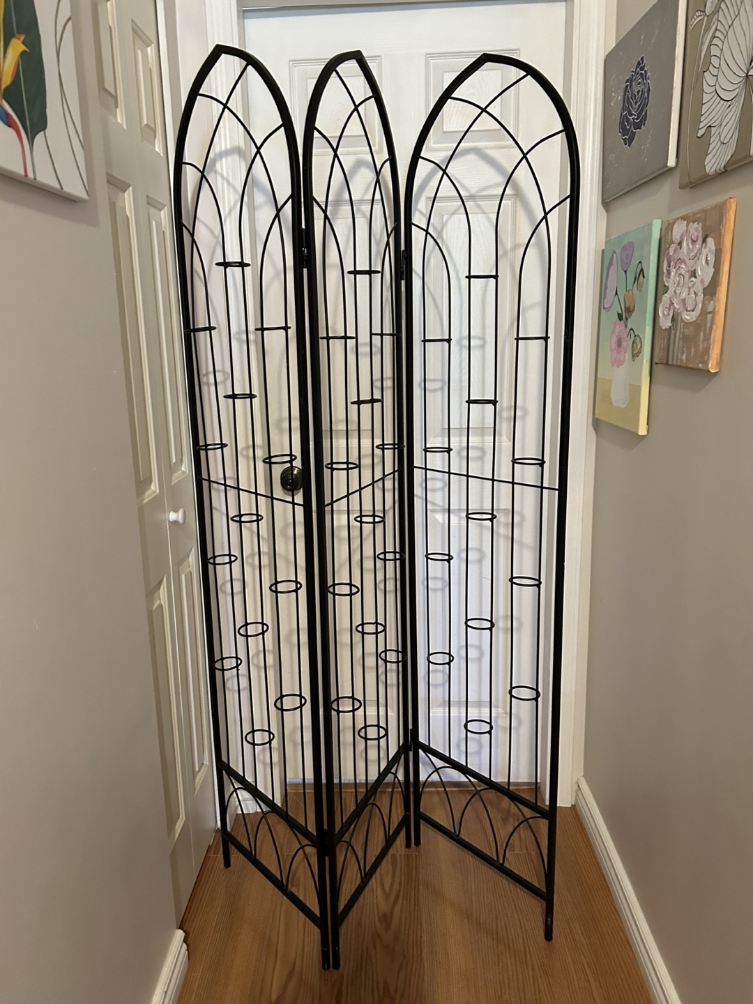 Black Metal Folding Screen Room Divider - photo 2