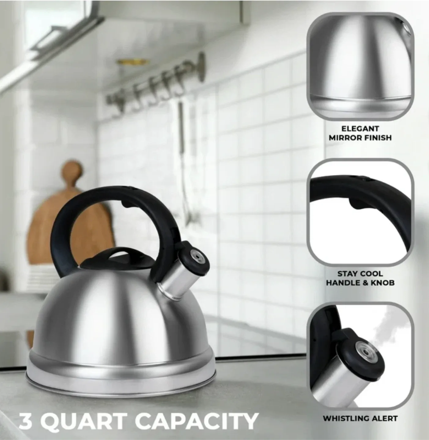 Kitchenworks 3.0 Qt. Whistling Tea Kettle - New in Box! image indicator(8)